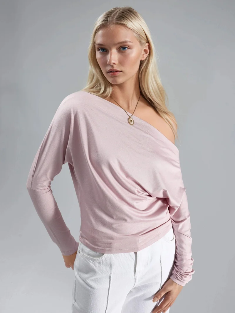 بوسيم BUSEM Boat Neck Drape Blouse